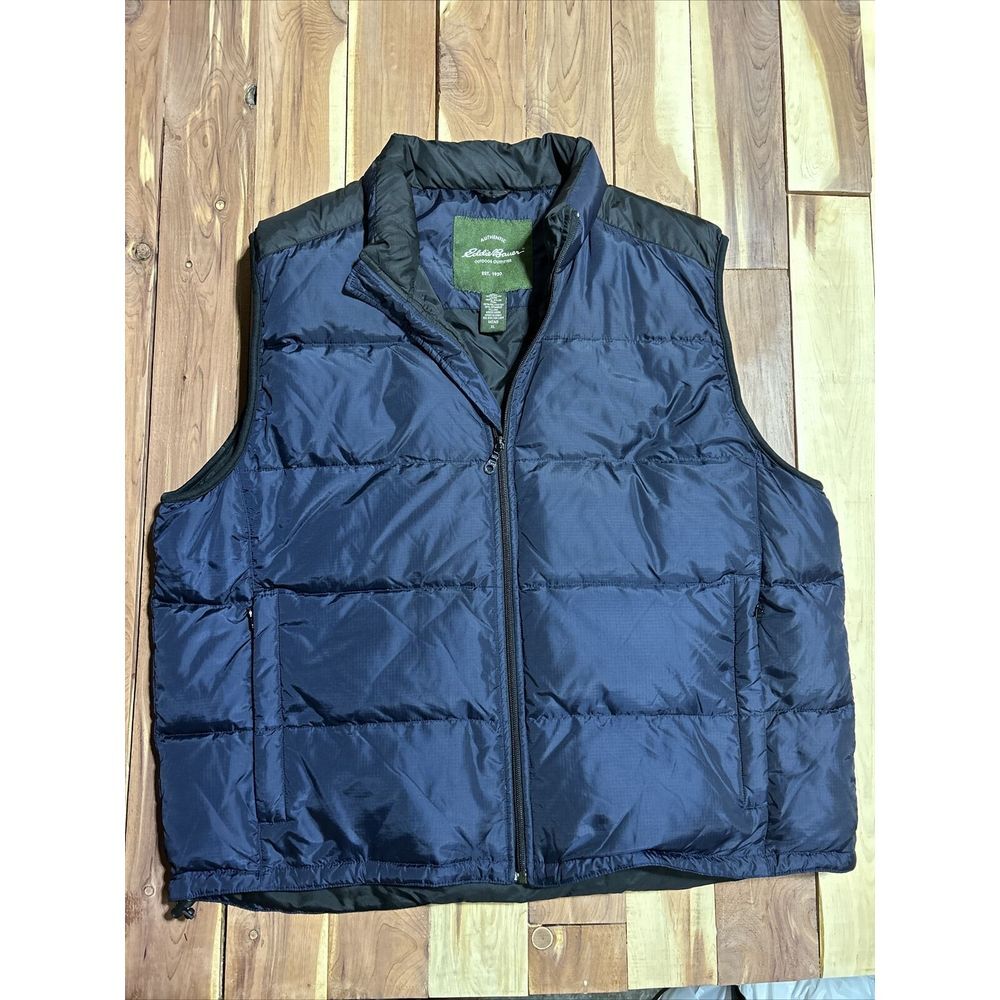 Eddie Bauer Mens Vintage Goose Down Quilted Puffer Vest Size XL Blue